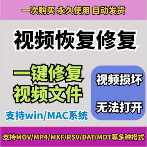 损坏MP4视频修复软件断电恢复工具短片导出摄像机视频文件修复-淘宝虚拟产品货源
