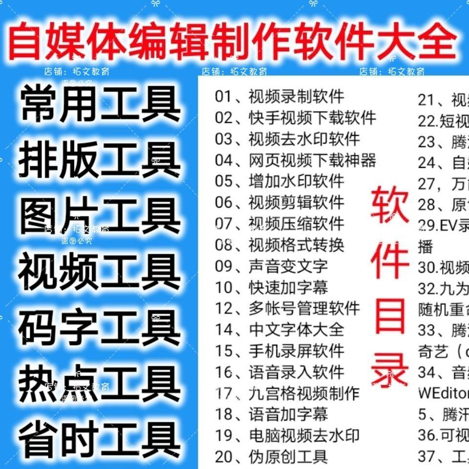 自媒体编辑制作软.件视频剪辑处理去水印工具视频压缩工具大全套-淘宝虚拟产品货源