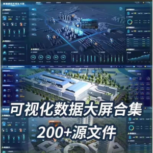 可视化数据大屏设计模板蓝色科技数字孪生设计素材UI界面PSD文件-淘宝虚拟产品货源