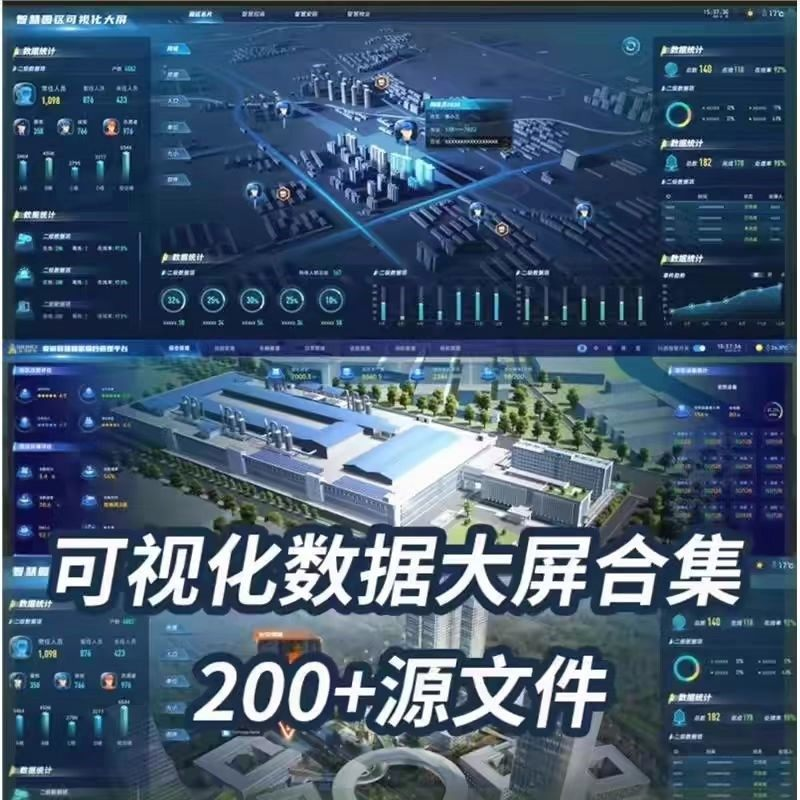 可视化数据大屏设计模板蓝色科技数字孪生设计素材UI界面PSD文件-淘宝虚拟产品货源