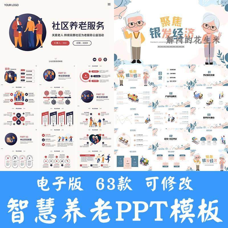 智慧养老ppt模板社区养老院服务宣传开题答辩商业计划书方案素材-淘宝虚拟产品货源