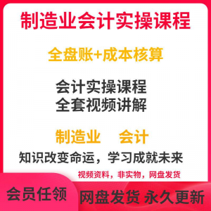 工厂制造业企业会计实操课程视频全盘账成本核算纳税申报成本教程-淘宝虚拟产品货源