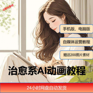 治愈系AI插画动画视频制作教程课程素材自媒体运营小白学习必备-淘宝虚拟产品货源