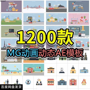MG动画AE模板源文件脚本卡通动态视频制作扁平化场景动画包素材-淘宝虚拟产品货源