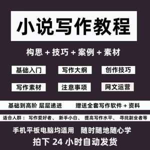 零基础小说写作教程网文新手创作技巧自学入门视频课素材大纲软件-淘宝虚拟产品货源
