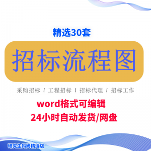 招标流程图word模板采购房地产工程通用招标程序工作流程图可编辑-淘宝虚拟产品货源